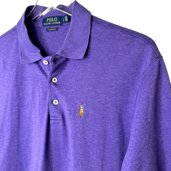Polo Ralph Lauren Purple Classic Fit Polo T-shirt Large - Picture 4 of 7
